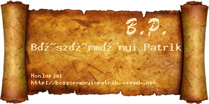 Böszörményi Patrik névjegykártya